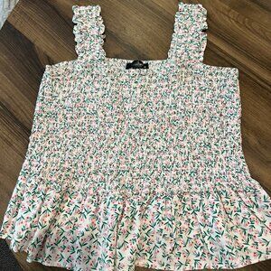 AQUA Floral Scrunch Babydoll Top